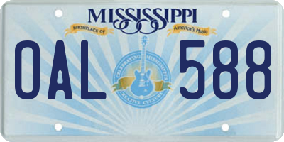 MS license plate OAL588