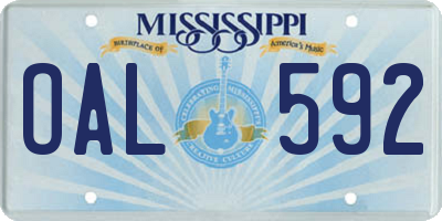 MS license plate OAL592
