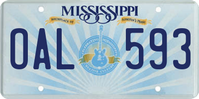 MS license plate OAL593