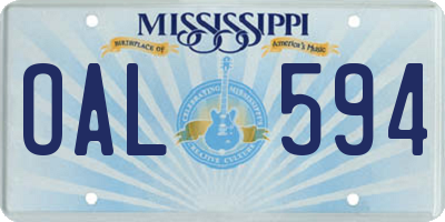 MS license plate OAL594