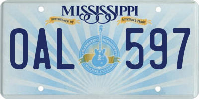 MS license plate OAL597