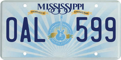MS license plate OAL599