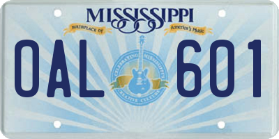 MS license plate OAL601