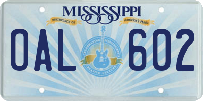MS license plate OAL602