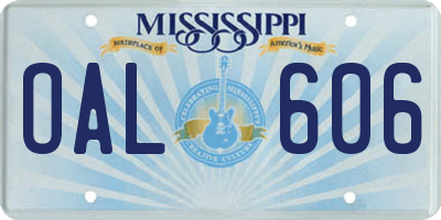 MS license plate OAL606