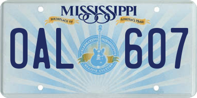 MS license plate OAL607