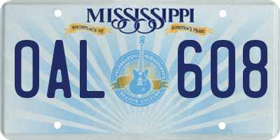 MS license plate OAL608