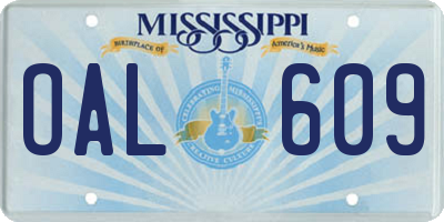 MS license plate OAL609