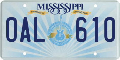 MS license plate OAL610
