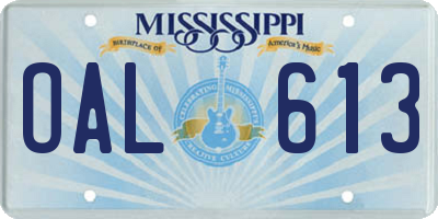 MS license plate OAL613