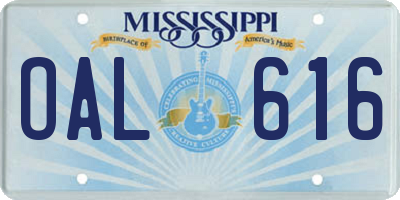 MS license plate OAL616