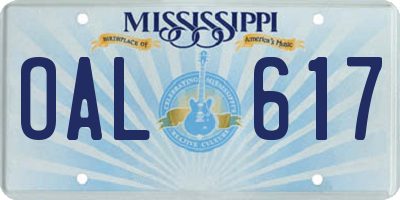 MS license plate OAL617