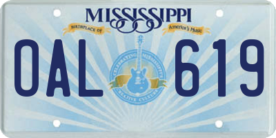 MS license plate OAL619