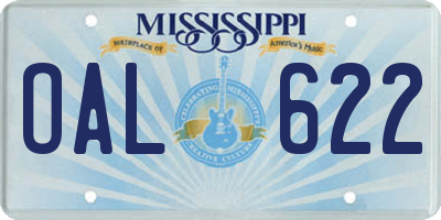 MS license plate OAL622