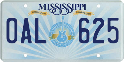 MS license plate OAL625