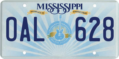 MS license plate OAL628