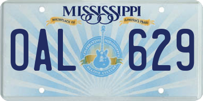 MS license plate OAL629
