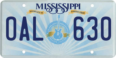 MS license plate OAL630