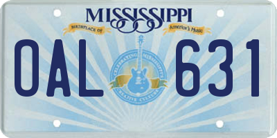 MS license plate OAL631