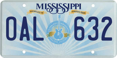 MS license plate OAL632