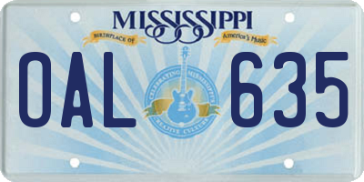 MS license plate OAL635