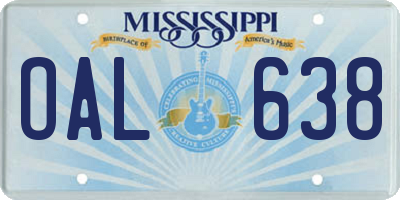 MS license plate OAL638