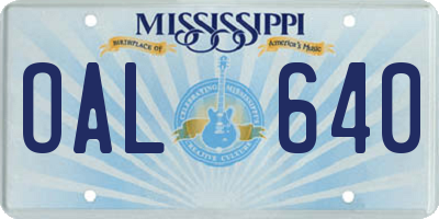 MS license plate OAL640