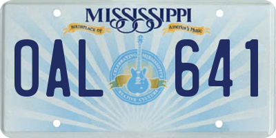 MS license plate OAL641