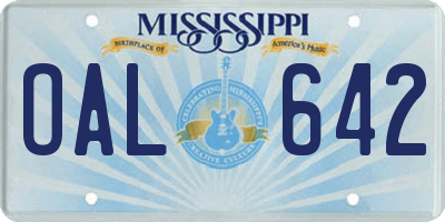 MS license plate OAL642
