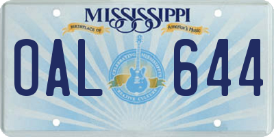 MS license plate OAL644