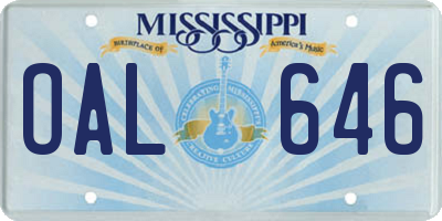 MS license plate OAL646