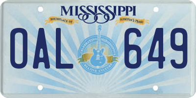 MS license plate OAL649