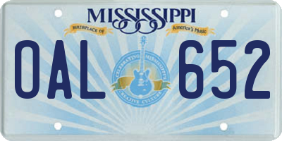 MS license plate OAL652