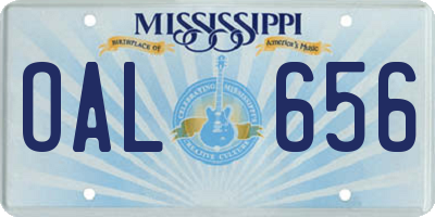 MS license plate OAL656