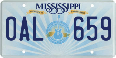 MS license plate OAL659