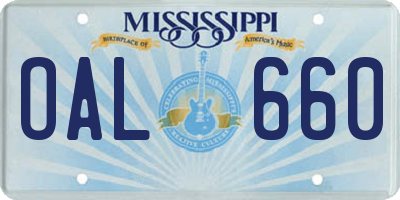 MS license plate OAL660