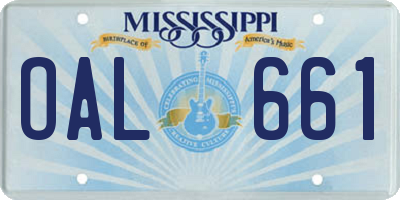 MS license plate OAL661