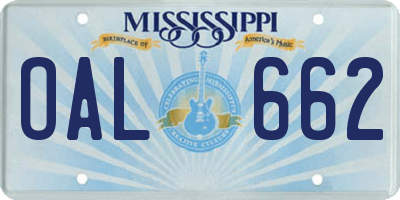 MS license plate OAL662