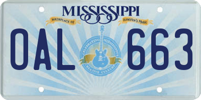 MS license plate OAL663