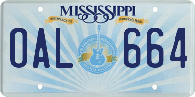 MS license plate OAL664