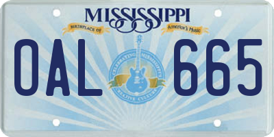MS license plate OAL665