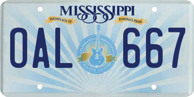 MS license plate OAL667