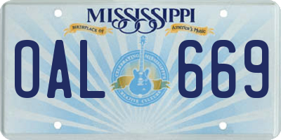 MS license plate OAL669