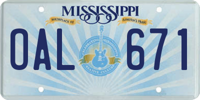 MS license plate OAL671