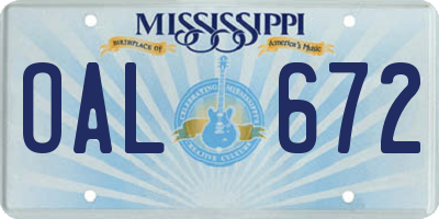 MS license plate OAL672