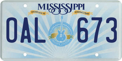 MS license plate OAL673
