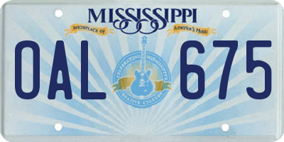 MS license plate OAL675