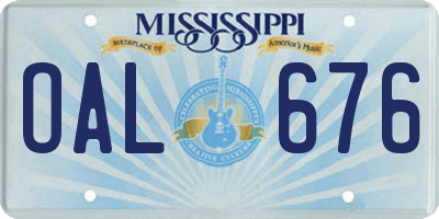 MS license plate OAL676