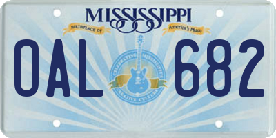 MS license plate OAL682