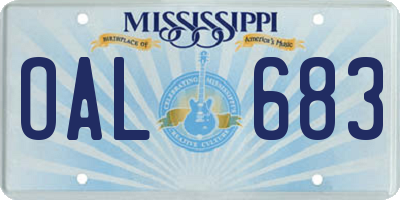 MS license plate OAL683